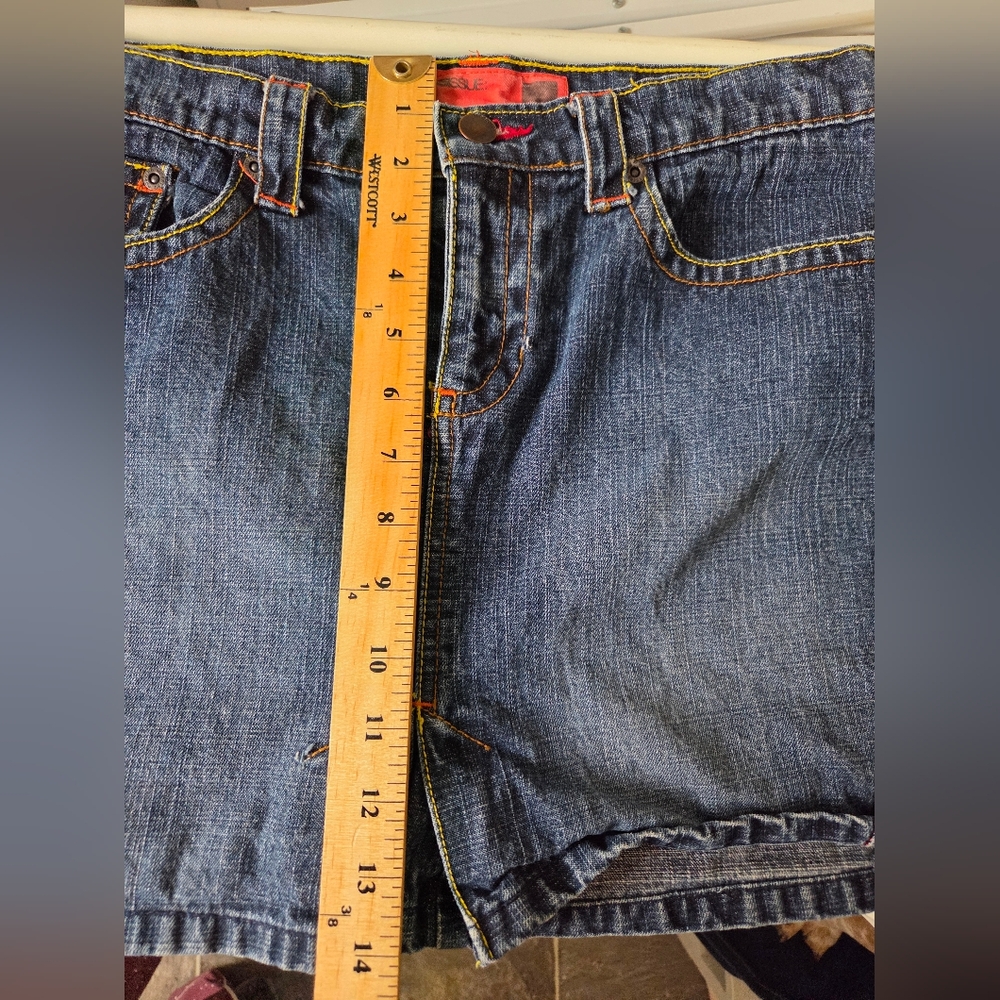 Mossimo Dark Blue Jean Denim Y2K Mini Skirt - Size 11 - Picture 8 of 13